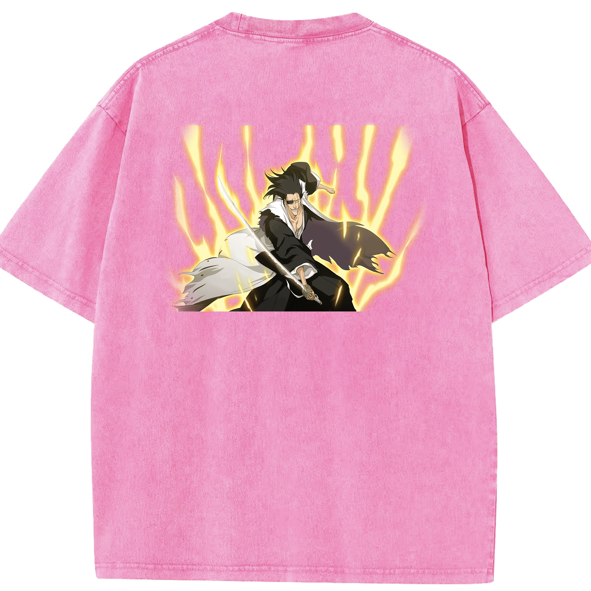 （画像用） ブリーチ ざらき けんぱち BLEACH Zaraki Kenpachi 綿100% ヴィンテージ風 半袖Tシャツ（背面プリント）